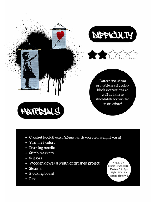 Girl with Balloon Tapestry Pattern