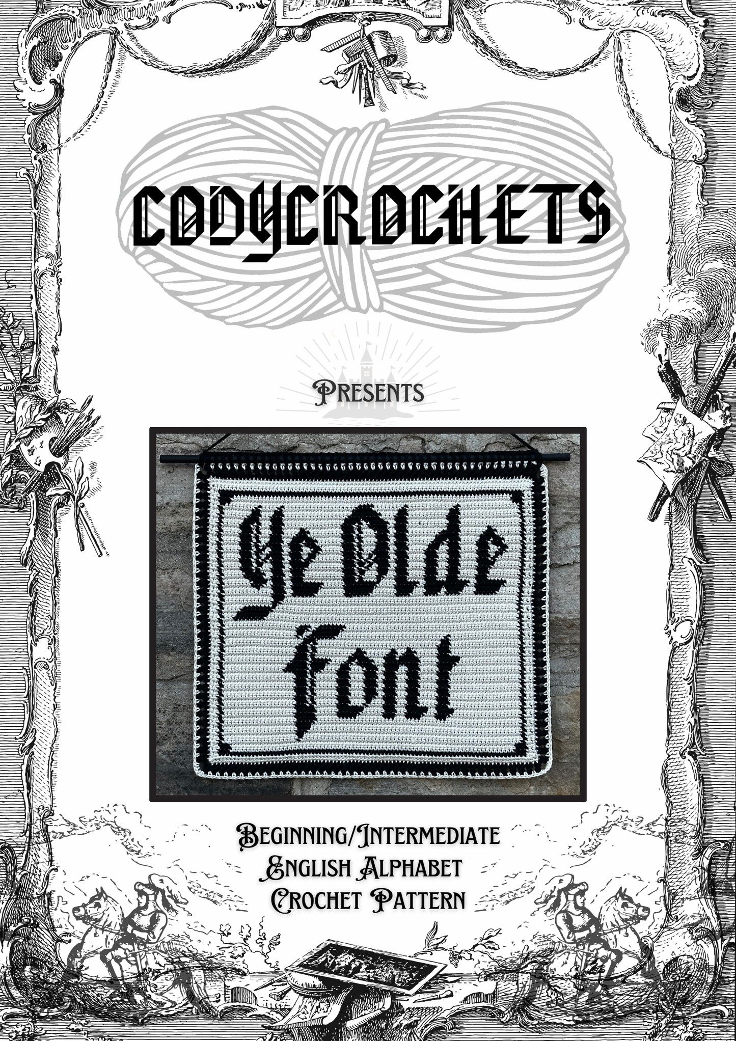 Ye Olde Font Alphabet Crochet Tapestry Pattern