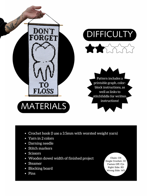 Don't Forget to Floss Crochet Tapestry Pattern